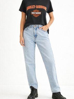 “Vintage Harley-Davidson Light Wash Jeans USA Made 12R Straight Leg”